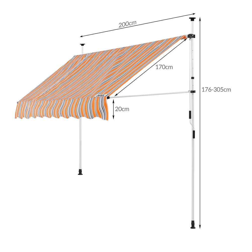 Klemmmarkise Orange/Schwarz/Weiß 200cm – Bild 8