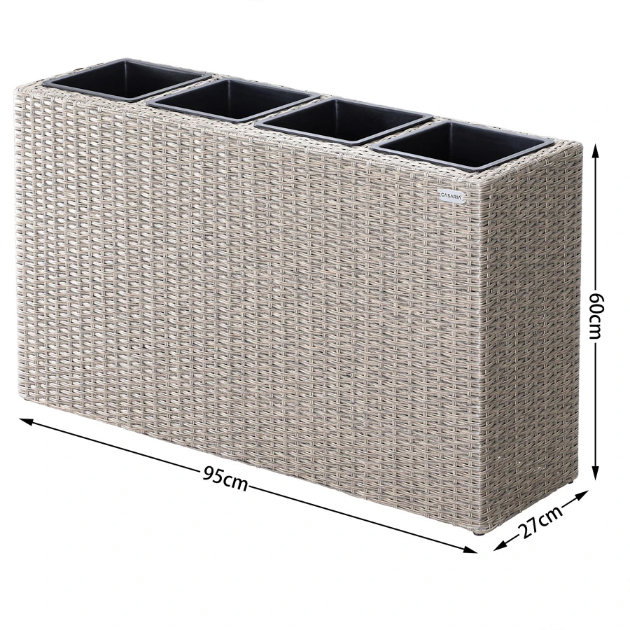 Polyrattan Blumenkasten Creme 95x27x60cm – Bild 7