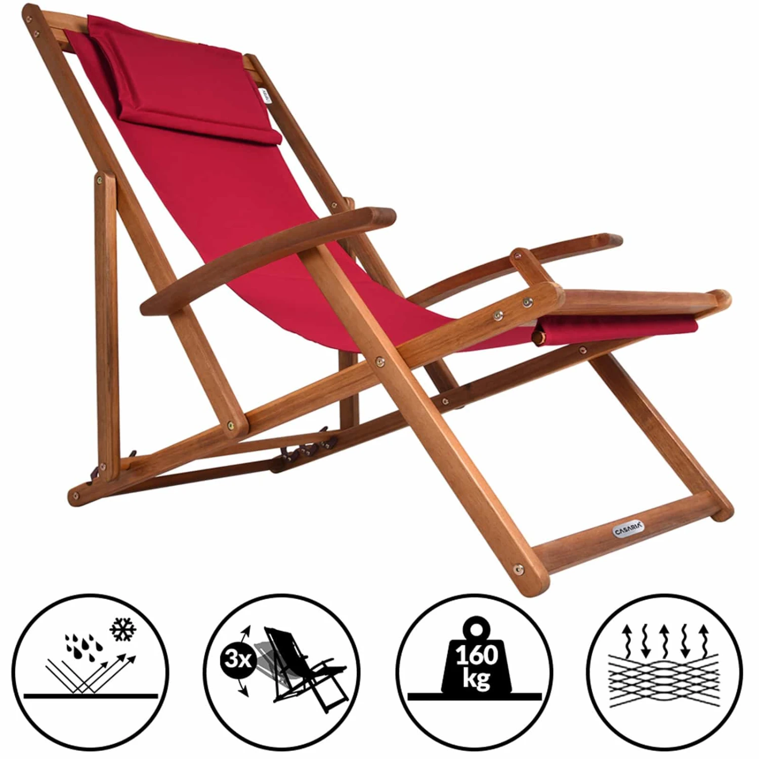 Sonnenliege Rot Akazienholz