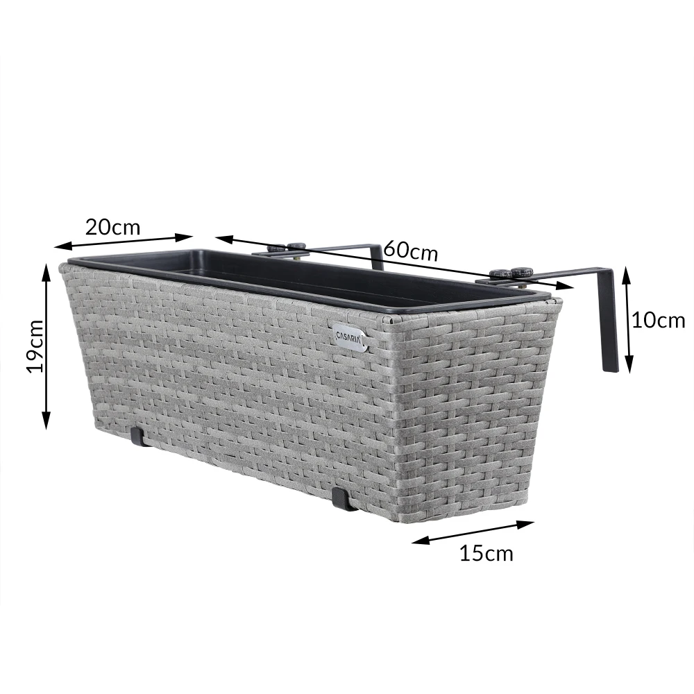 Polyrattan Blumenkasten 4er-Set Grau – Bild 2