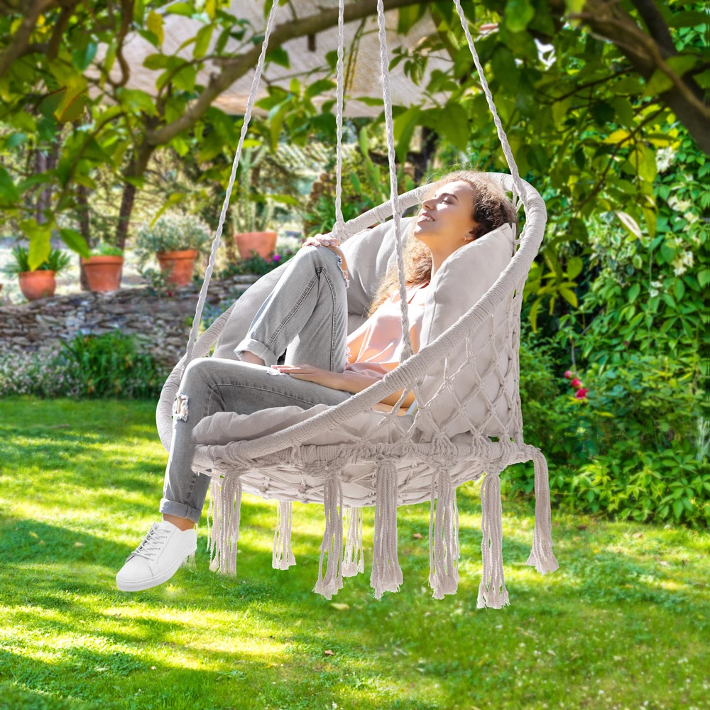 Hängesessel Creme 80x60x140cm – Bild 5