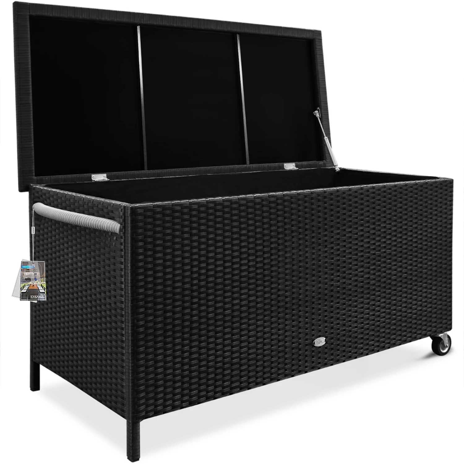 Polyrattan-Auflagenbox Schwarz 117,5x55x64,5cm Mit Rollen â Bild 13