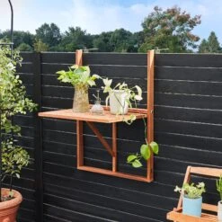 Balkonhängetisch Akazienholz 65x45x87cm FSC®-zertifiziert Klappbar