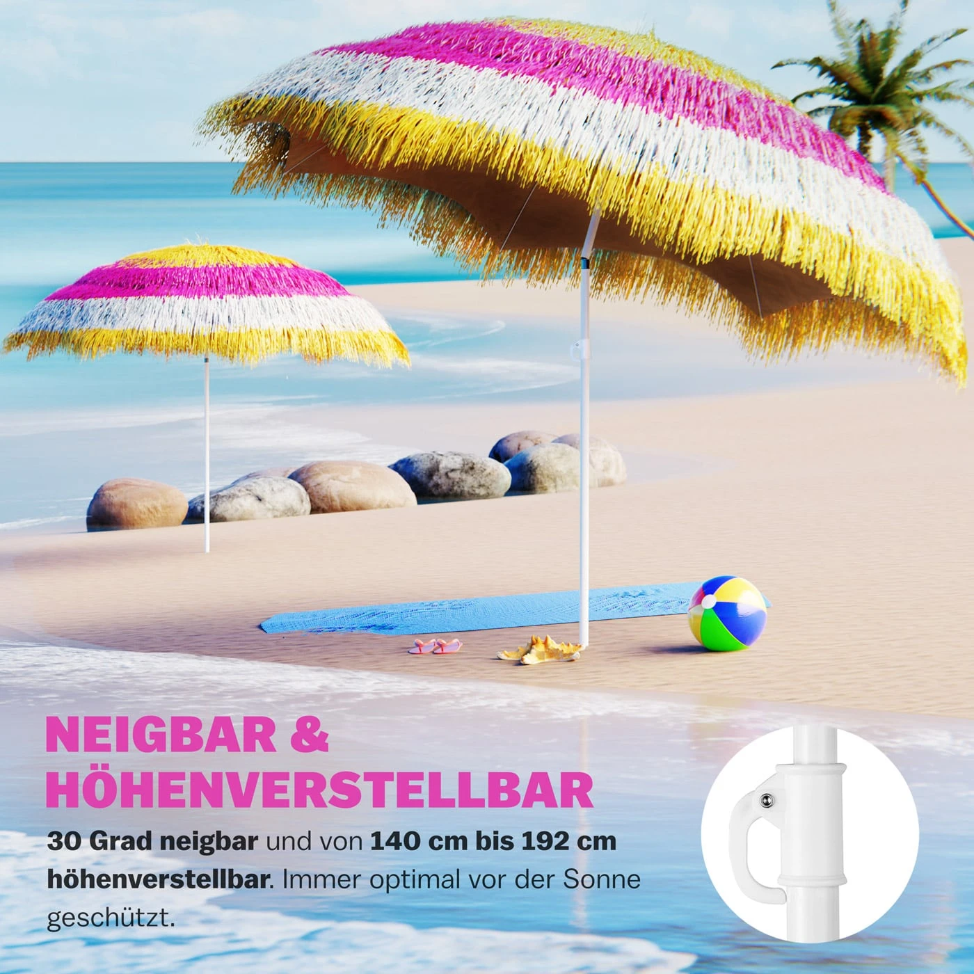 Sonnenschirm Hawaii Bunt Ø160cm UV-Schutz 30+ – Bild 2