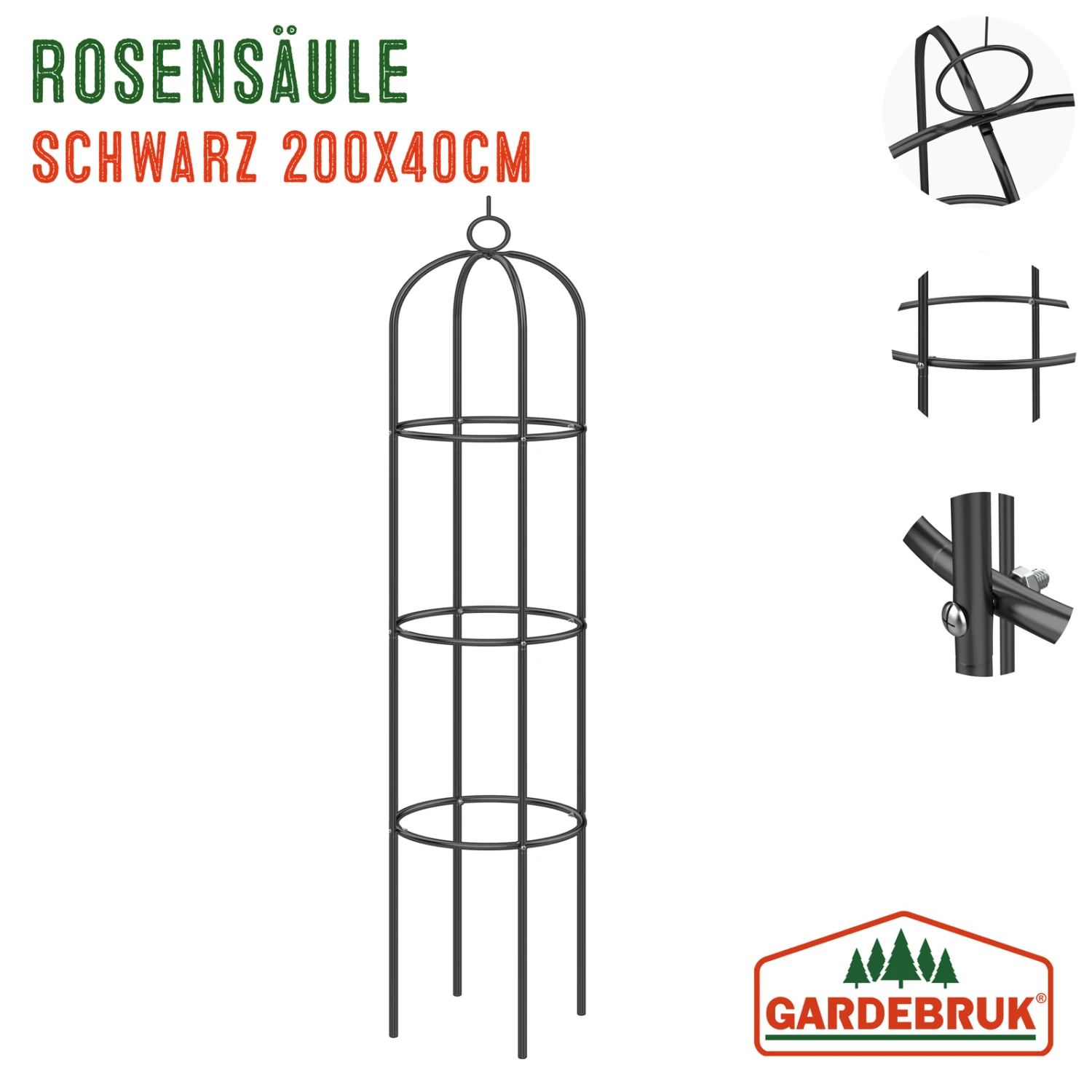 Rosensäule 2er-Set Schwarz 200x40cm – Bild 7
