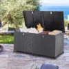 Polyrattan-Auflagenbox Schwarz 150x77x73cm Mit Rollen