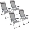 Gartenstuhl 4er-Set Silber Alu