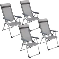 Gartenstuhl 4er-Set Silber Alu