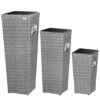 Polyrattan Blumentopf 3er-Set Grau