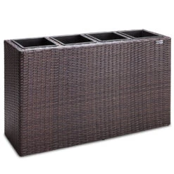 Polyrattan Blumentopf Braun 95x27x60cm
