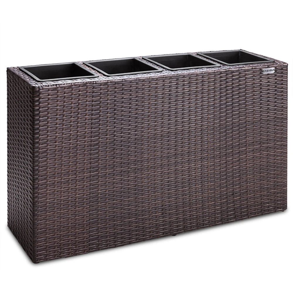 Polyrattan Blumentopf Braun 95x27x60cm