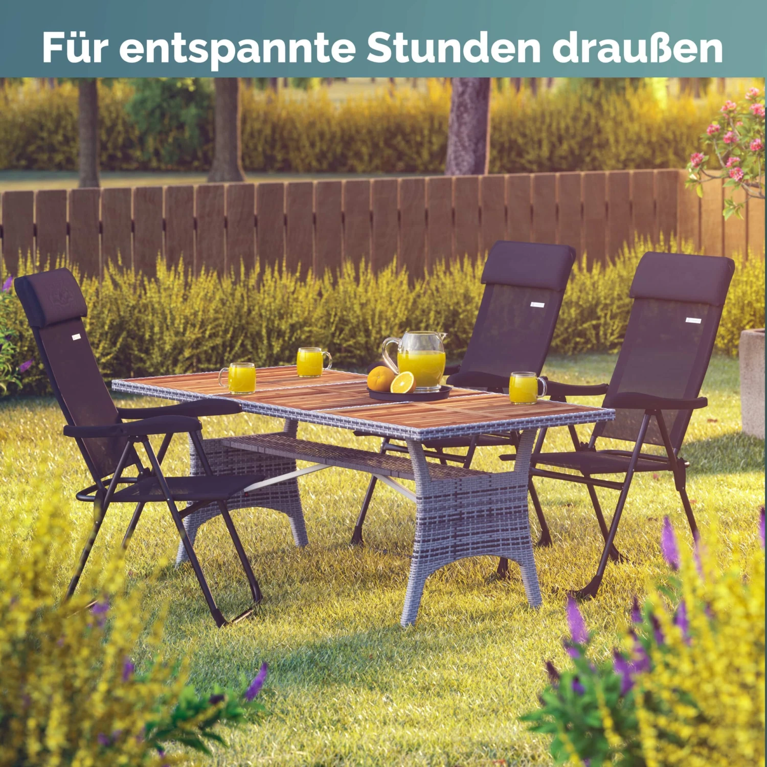 Gartenstuhl 2er-Set Anthrazit Alu Klappbar – Bild 4