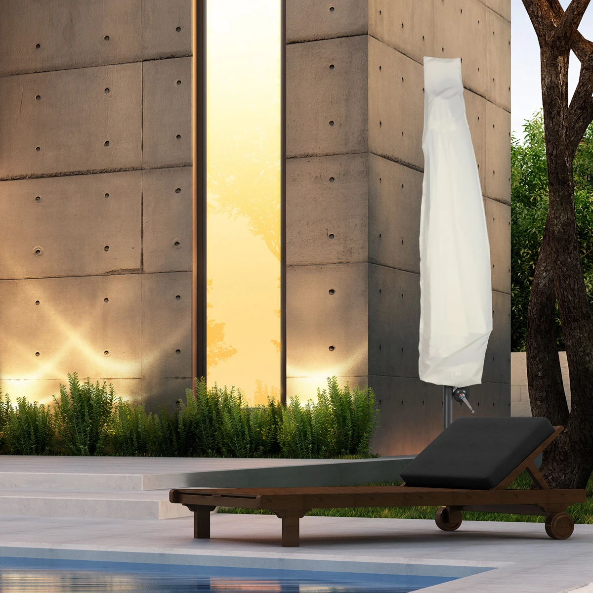 Ampelschirm Creme Alu Ø300cm Inkl. Abdeckung – Bild 7