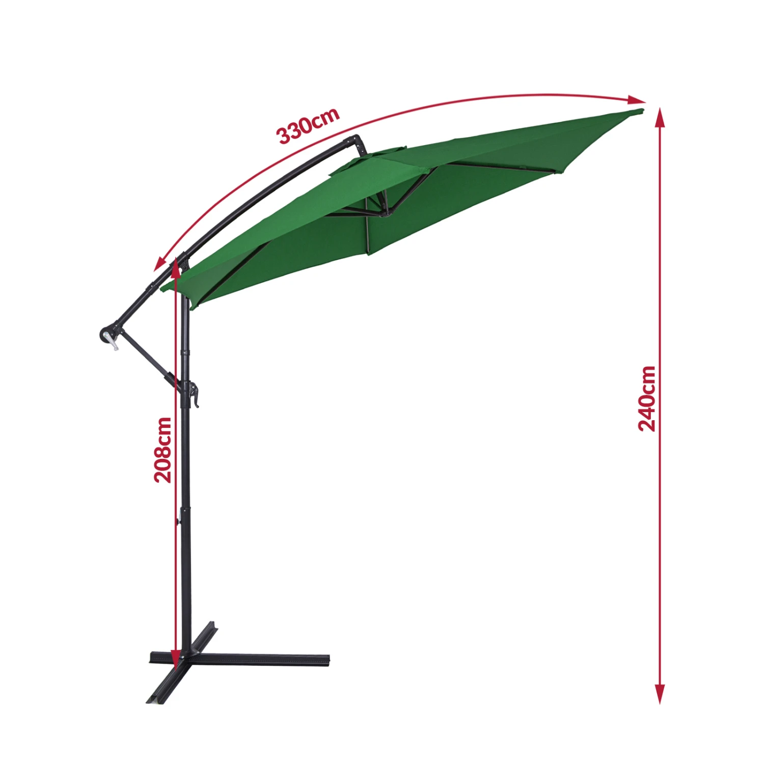 Ampelschirm Grün Alu Ø330cm UV-Schutz 50+ – Bild 10