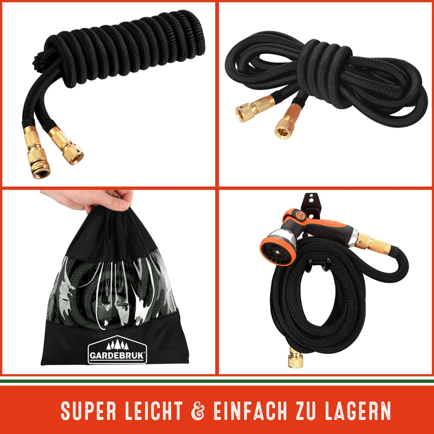 Gartenschlauch Schwarz 22m Flexibel – Bild 4