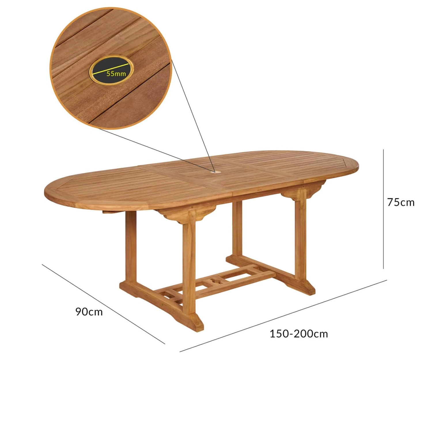 Gartentisch Bari Teakholz 150-200x90x75cm Erweiterbar â Bild 12