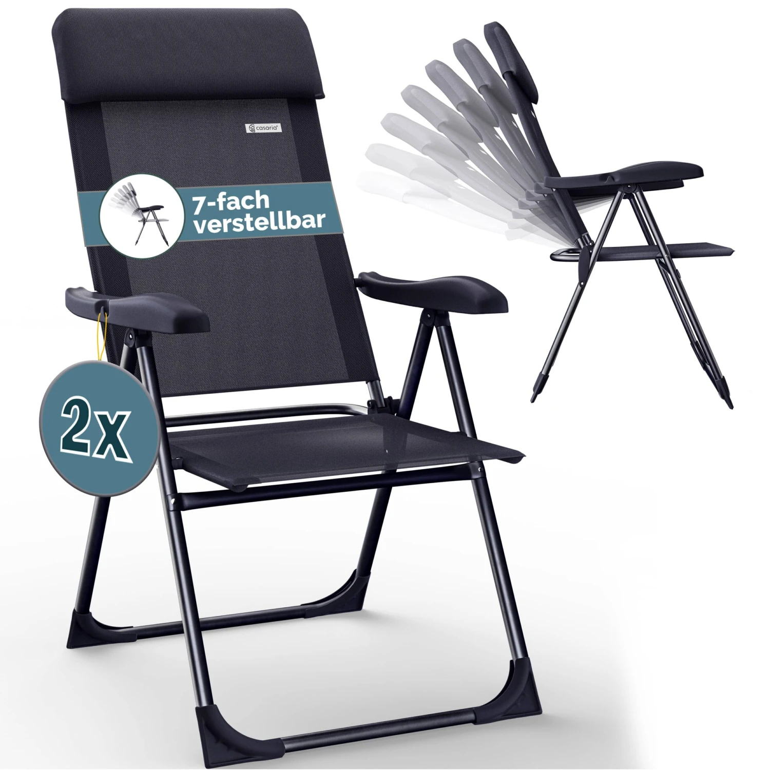 Gartenstuhl 2er-Set Anthrazit Alu Klappbar