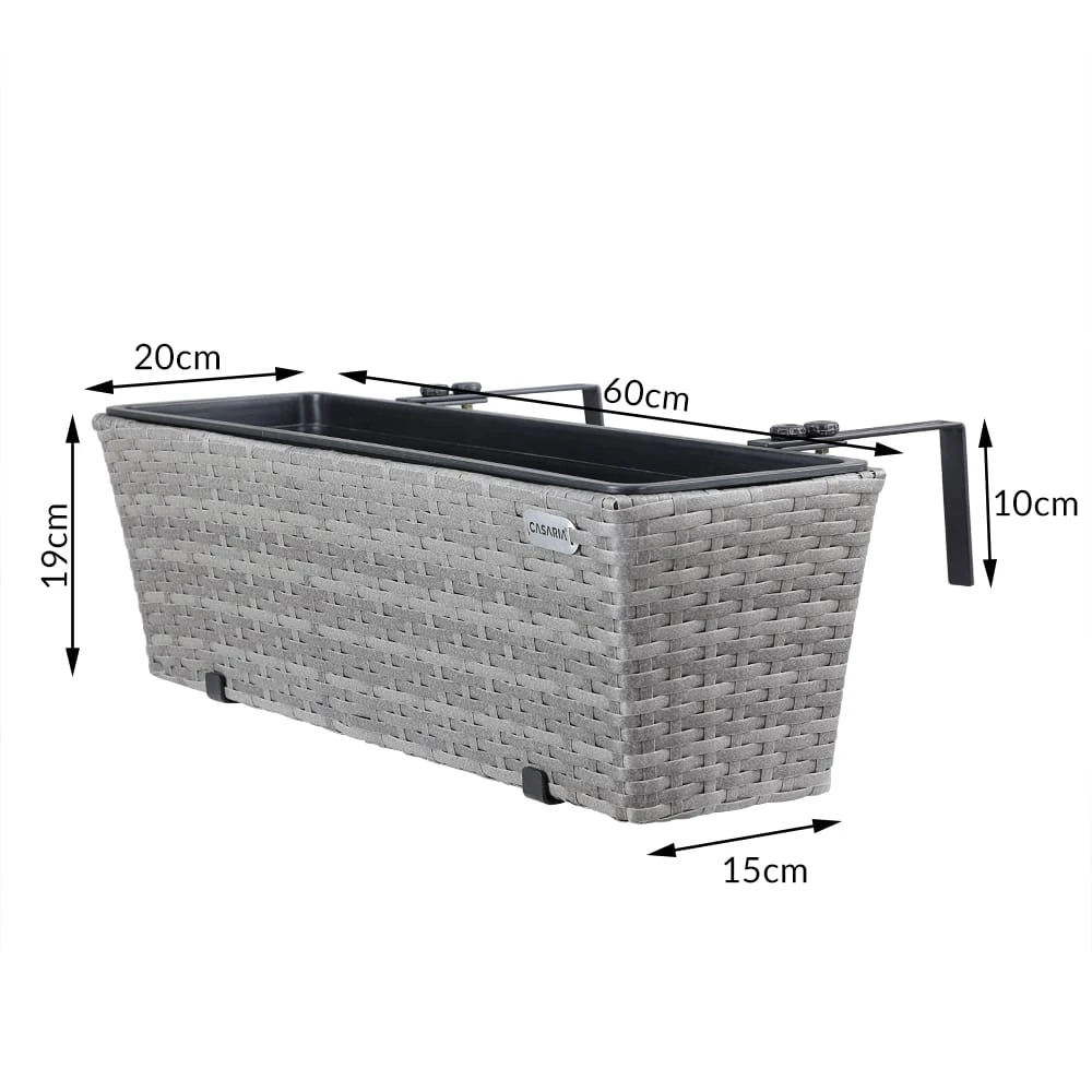 Polyrattan Blumenkasten 2er-Set Grau – Bild 7