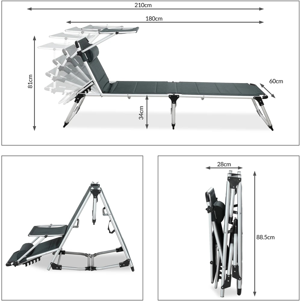 Sonnenliege Bari Grau 210x60x81cm – Bild 17