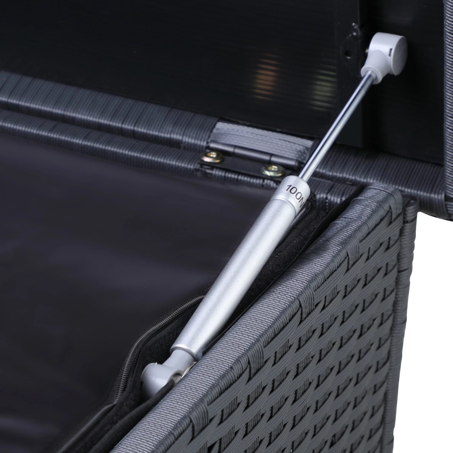 Polyrattan-Auflagenbox Schwarz 150x77x73cm Mit Rollen – Bild 3