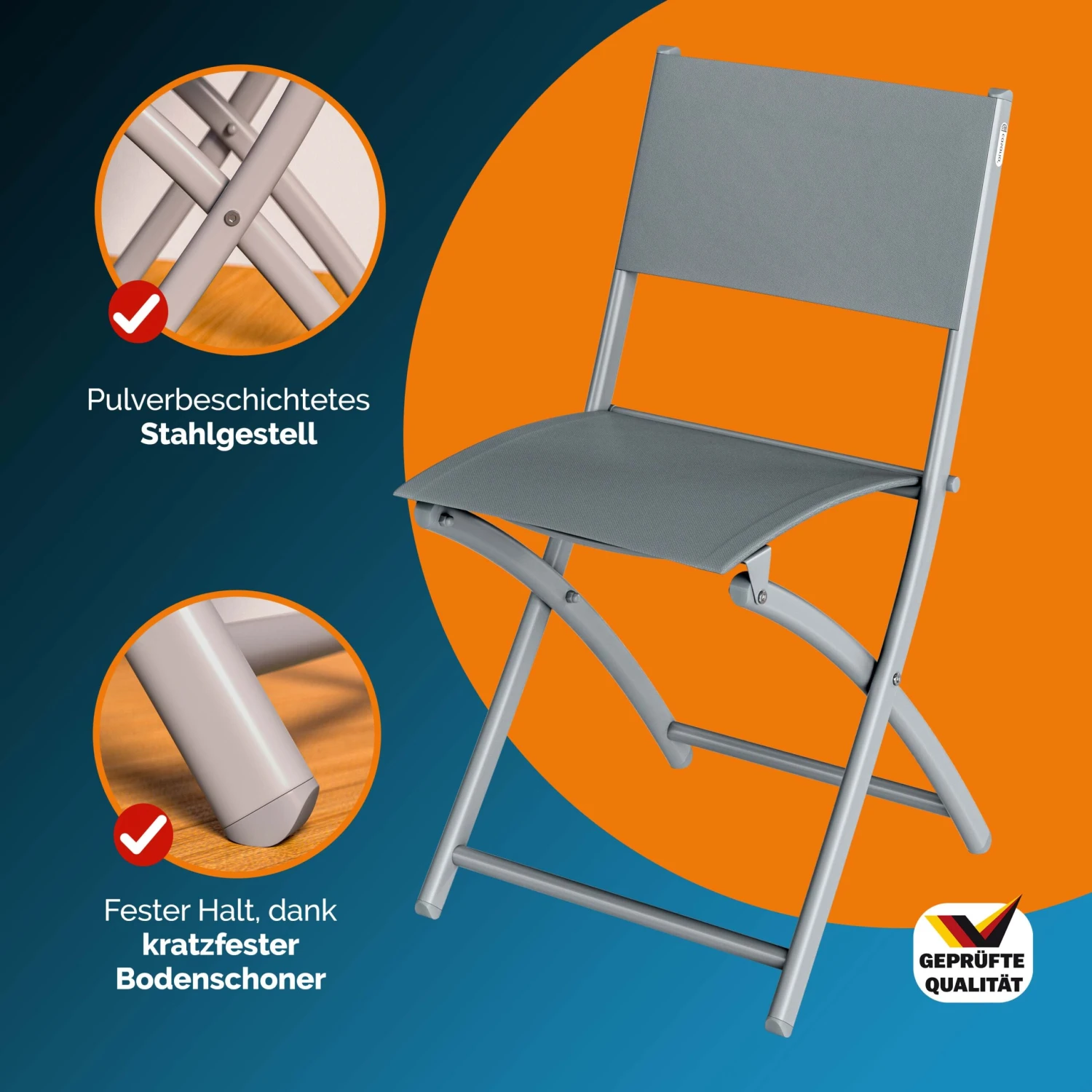 Gartenstuhl 4er-Set Grau – Bild 9