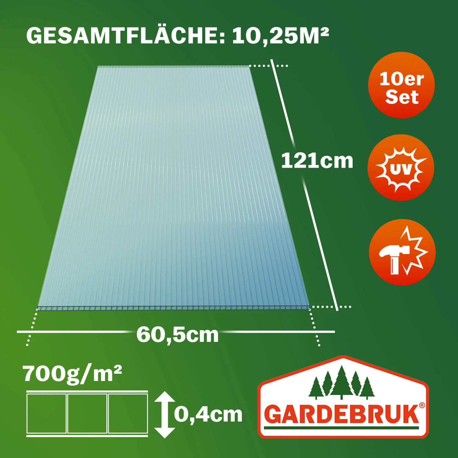 Hohlkammerstegplatten 14er-Set Transparent 10,25m² – Bild 15