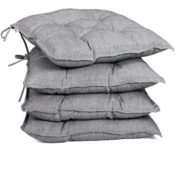 Sitzkissen 4er-Set Hellgrau Meliert 40x40x8cm