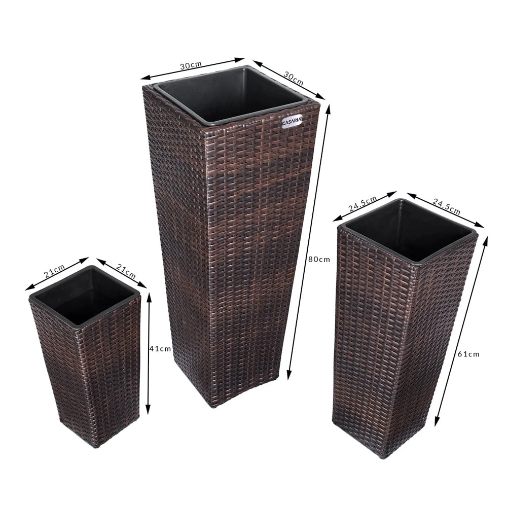 Polyrattan Blumentopf 3-tlg. Braun – Bild 8