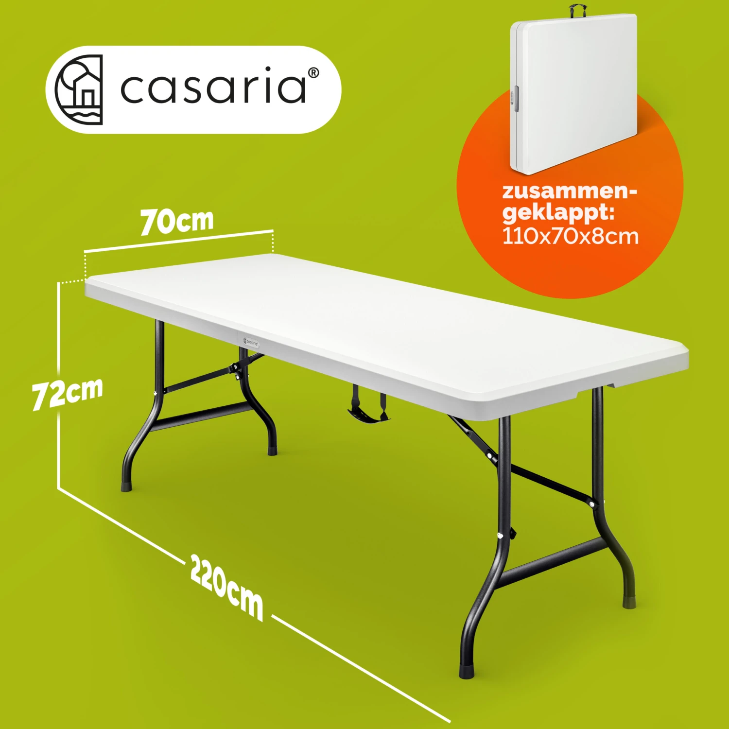 Gartentisch Weiß Kunststoff 220x70x72cm Klappbar – Bild 6