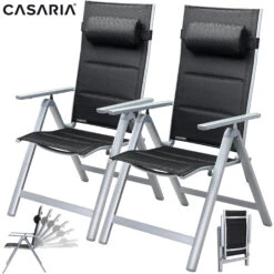 Gartenstuhl Bern Premium 2er-Set Silber Gepolstert