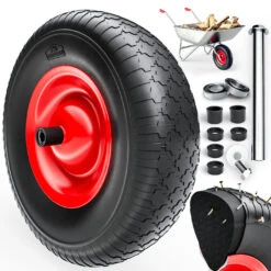 Schubkarrenrad Schwarz PU-Schaum Inkl. Achse