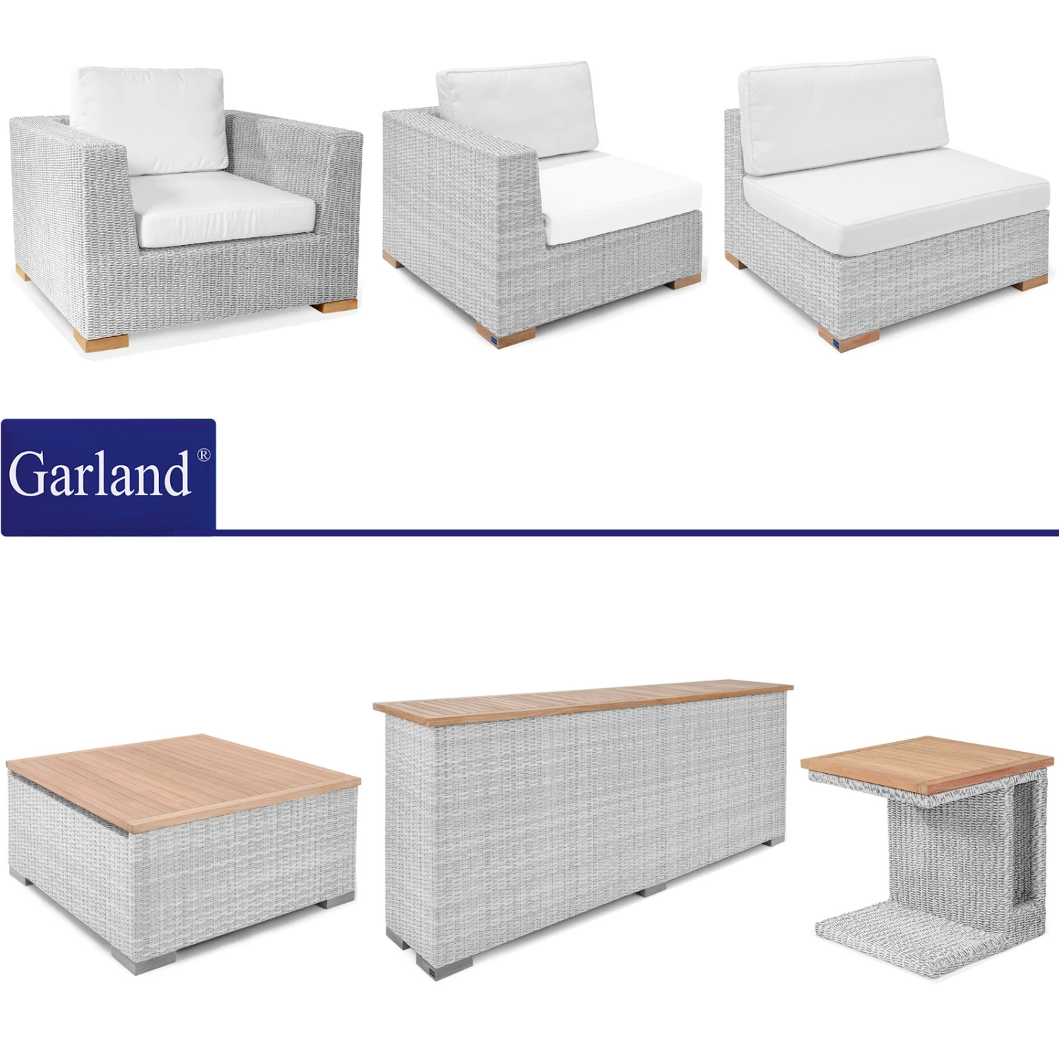 Polyrattan Sessel Havanna Weiß/Grau – Bild 5