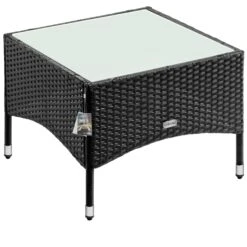 Polyrattan Beistelltisch Schwarz 58x58x42cm