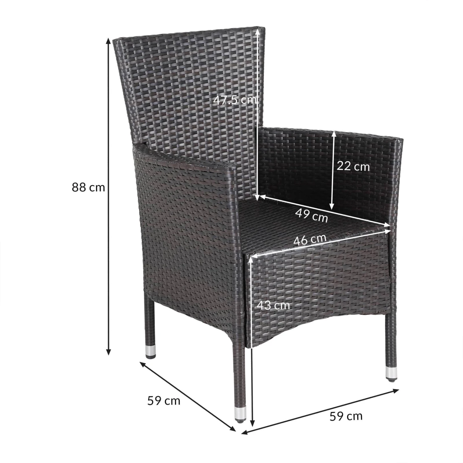 Polyrattan Gartenstuhl 6er-Set Braun Stapelbar – Bild 4