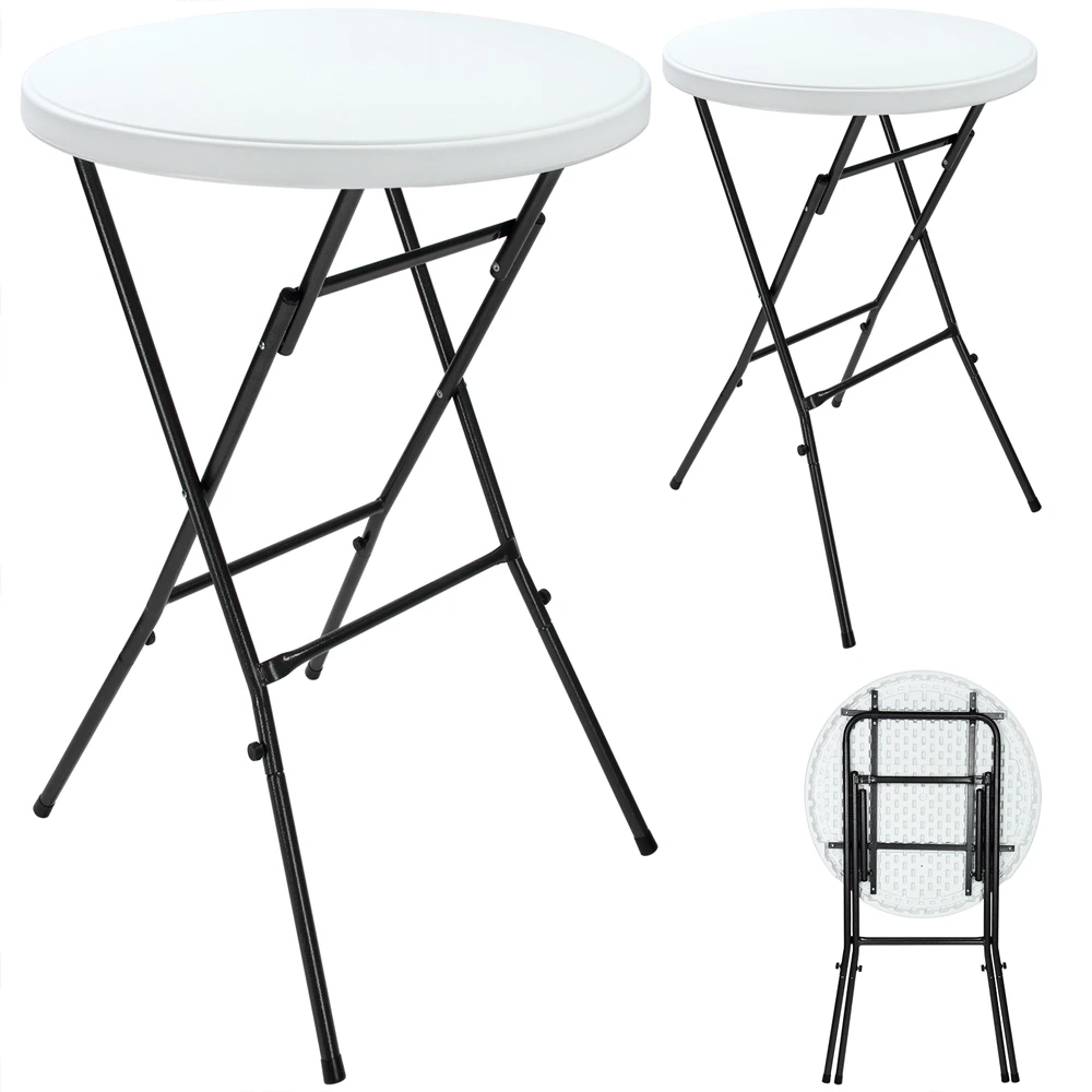 Stehtisch 2er-Set Weiß Kunststoff Ø75cm Klappbar – Bild 5