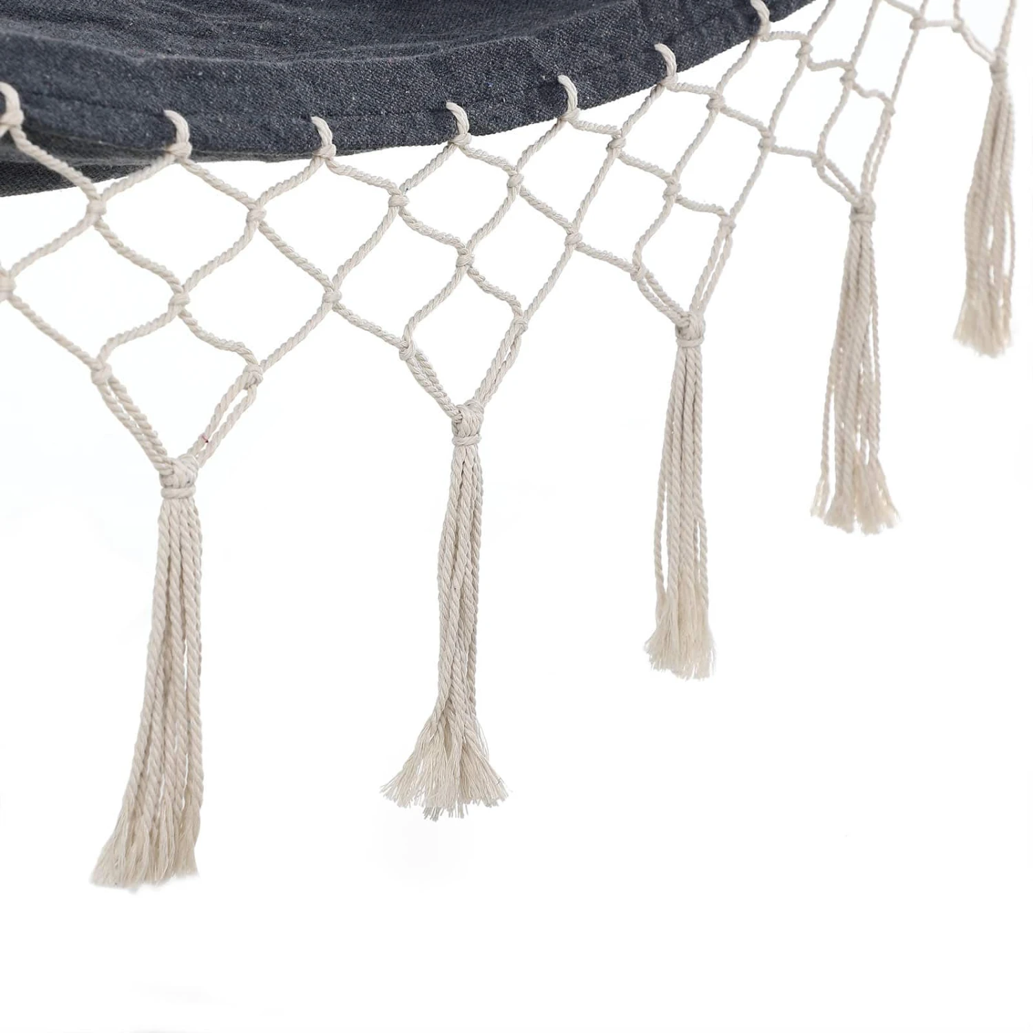 Hängematte Grau 320x150cm Mit Fransen – Bild 2
