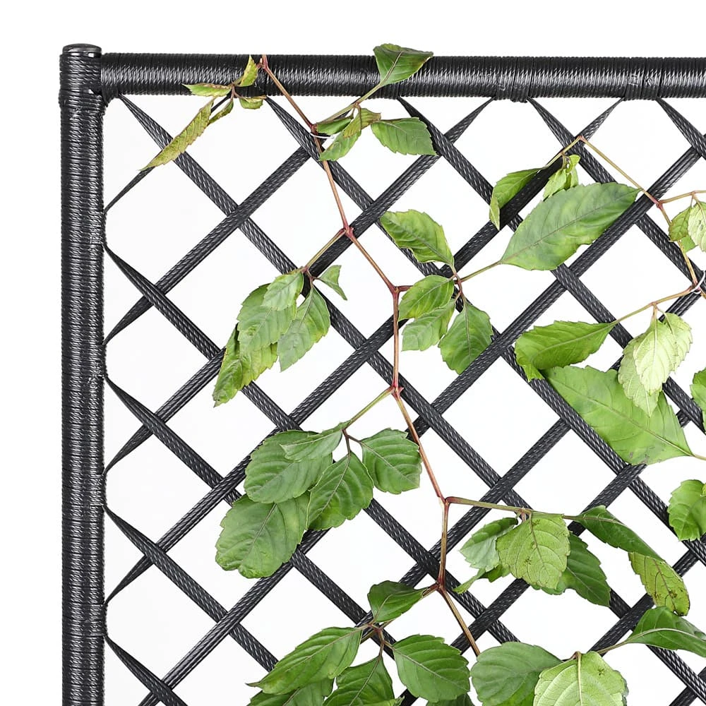 Polyrattan Blumenkasten Mit Rankgitter Schwarz – Bild 6