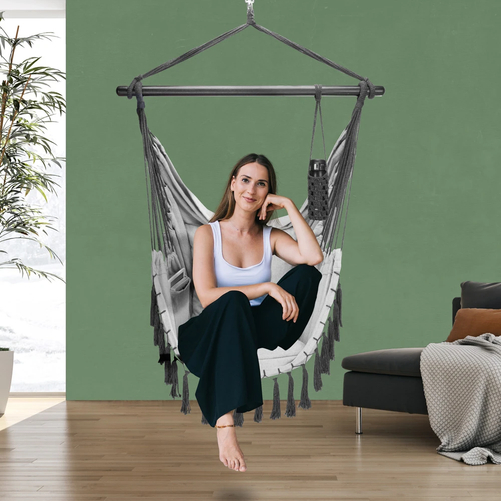 Hängesessel Hellgrau 170x100x150cm – Bild 2