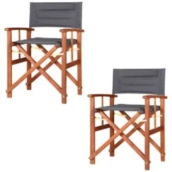 Regiestuhl 2er-Set Cannes Anthrazit Gepolstert