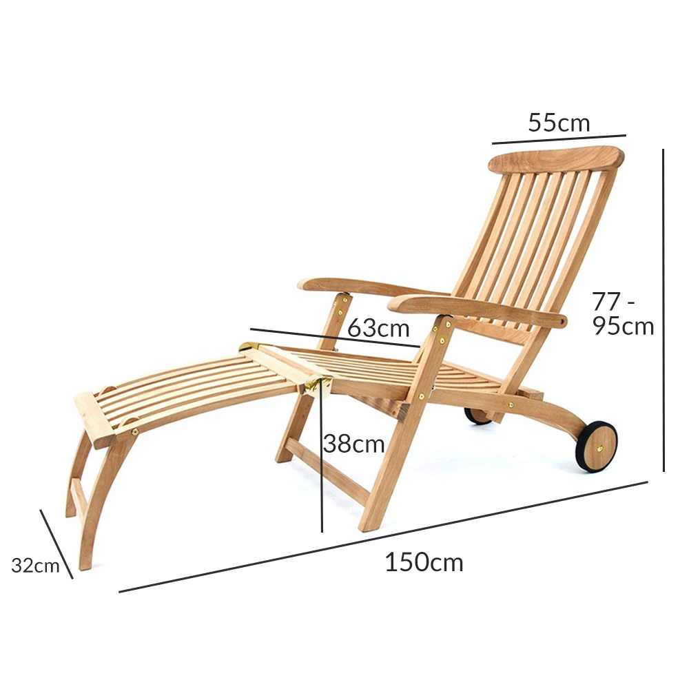 Sonnenliege Sunrise Teakholz 150x56x77/95cm – Bild 6