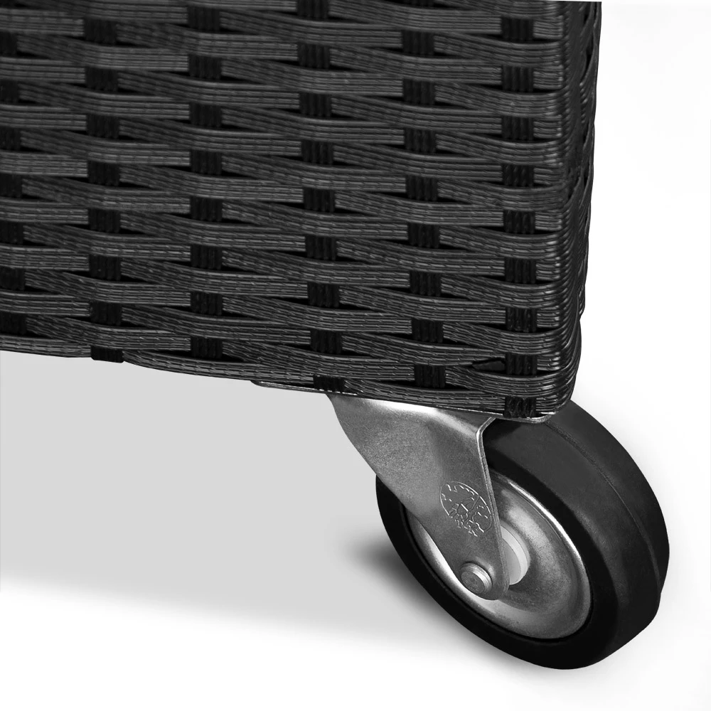 Polyrattan-Auflagenbox Schwarz 117,5x55x64,5cm Mit Rollen â Bild 3