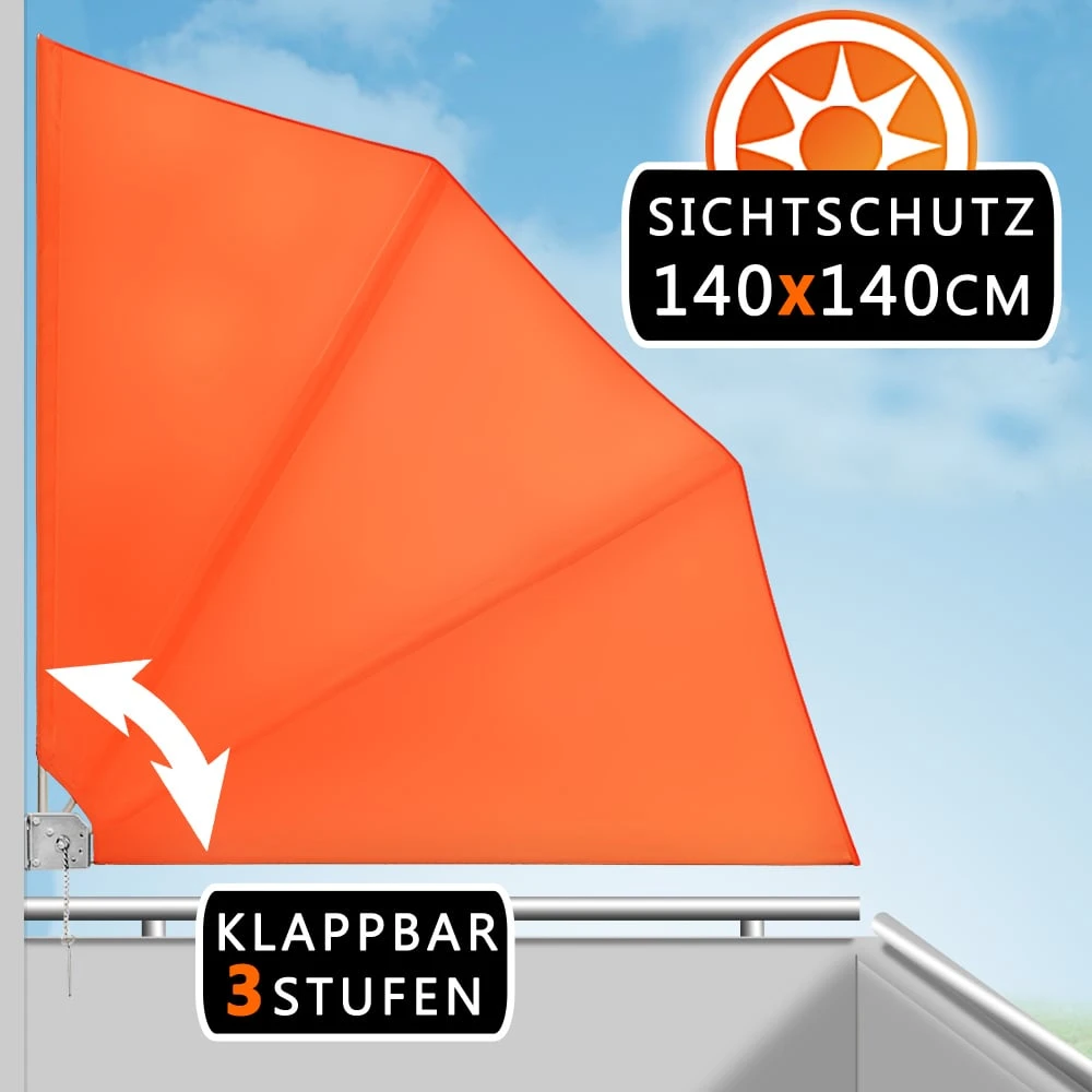 Balkonfächer 2er-Set Orange 140x140cm Klappbar – Bild 2