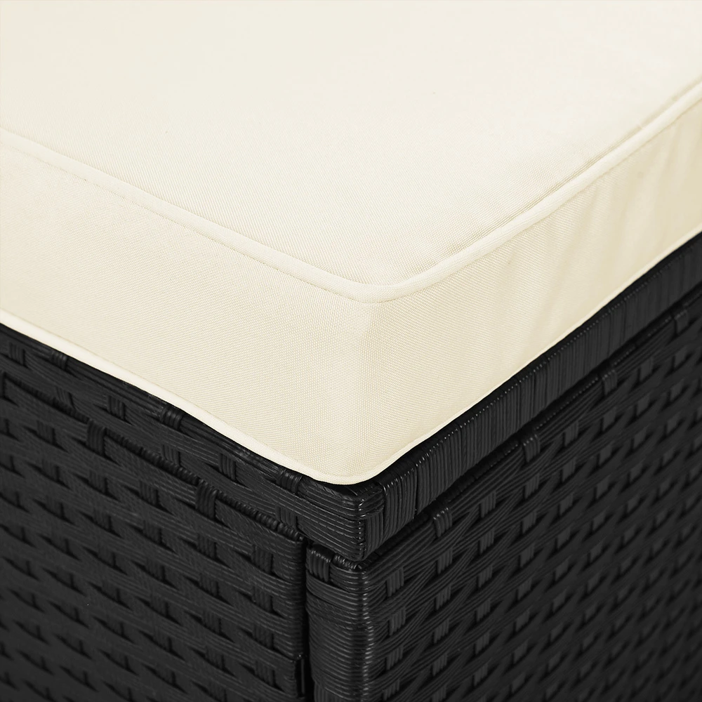 Polyrattan Sonnenliege Schwarz/Creme 195x60x39/145cm â Bild 3