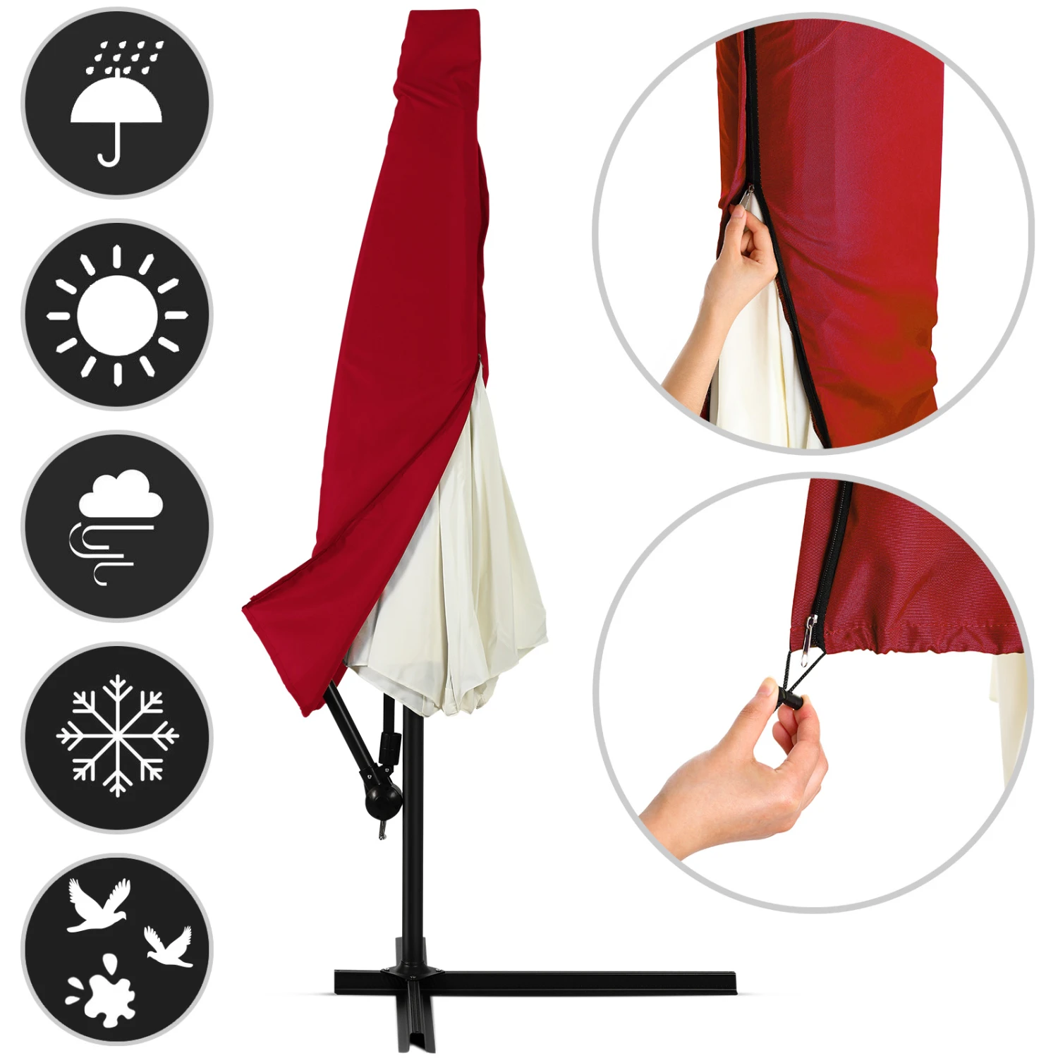 Ampelschirm Rot Alu Ø300cm Inkl. Abdeckung – Bild 8