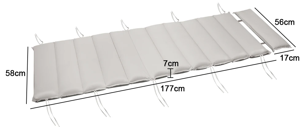 Auflage Saunaliege Creme 177x58x7cm – Bild 8