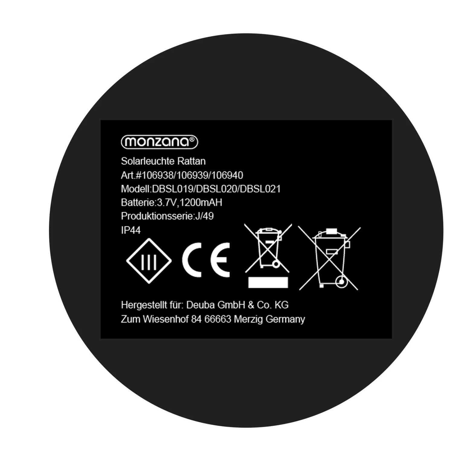 LED Solarleuchte Polyrattan 50cm – Bild 2