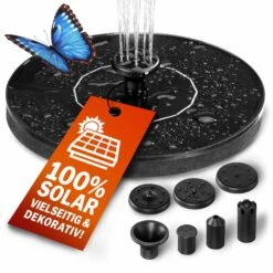 Solar Springbrunnen Schwarz 180L/h 160mm