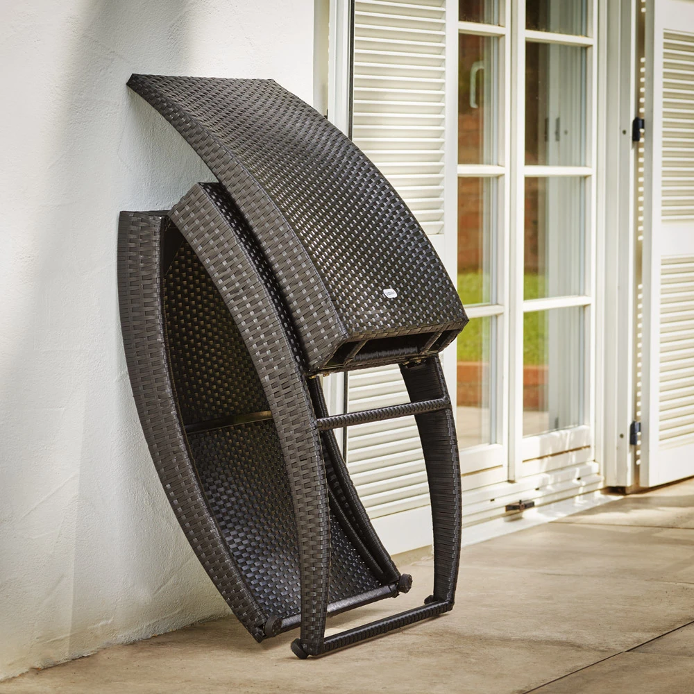 Polyrattan-Sonnenliege Halbmond Schwarz Klappbar – Bild 5