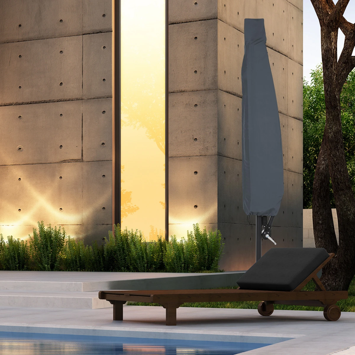 Ampelschirm Anthrazit Alu Ø330cm Inkl. Sonnenschirmhülle – Bild 6