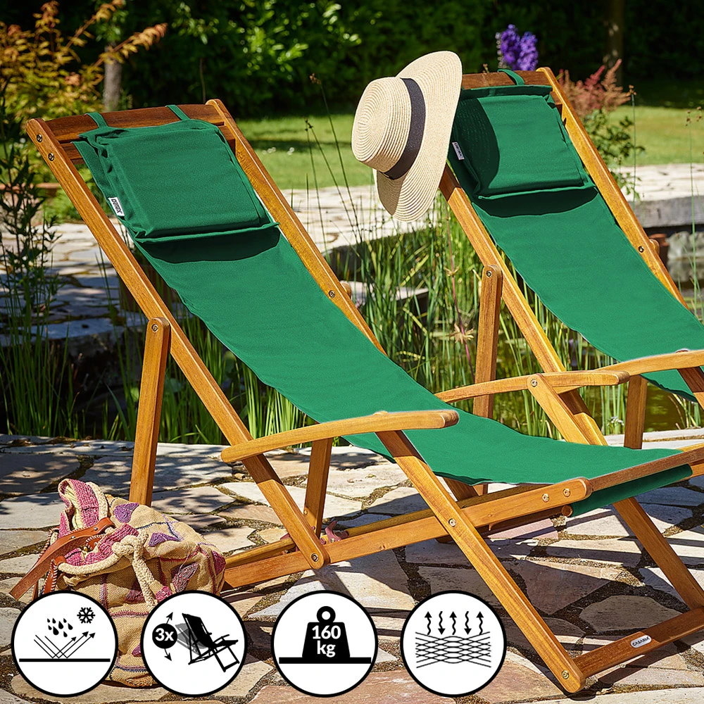 Sonnenliege Grün Akazienholz 94x60x94cm – Bild 6